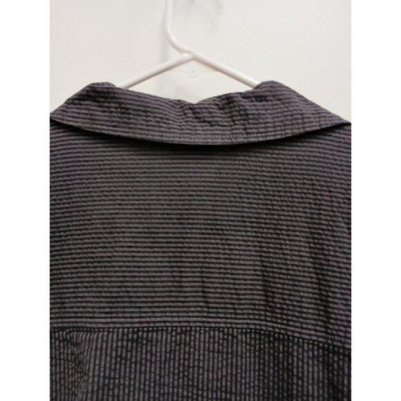 Mill Valley Womens Lagenlook Shirt Small Gray Striped Uneven Coastal Minimalist - Picture 9 of 9